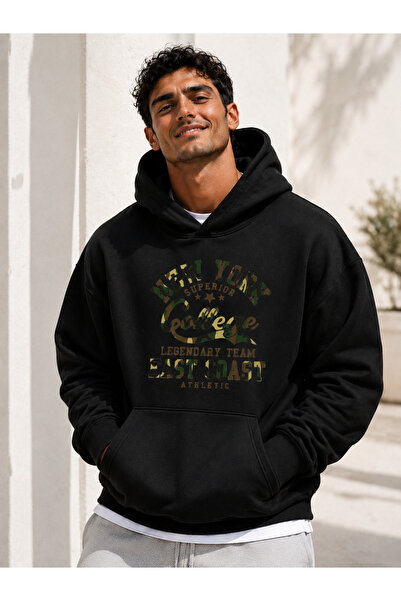FAVORİST College New York Three Thread Combed Cotton Men's Hooded Sweatshirt ...