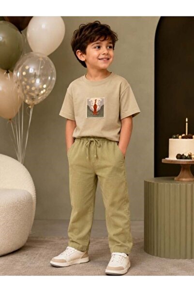 Zekids Παντελόνι από λινό για αγόρια με ελαστική μέση