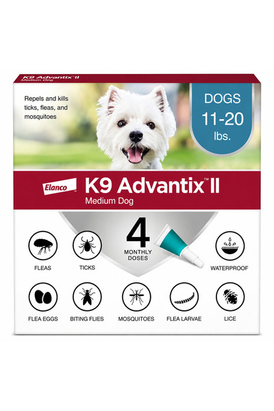 K9 Advantix Elanco II Medium Dog Flea & Tick Treatment (11-20 lbs) (5-9 kg) –...