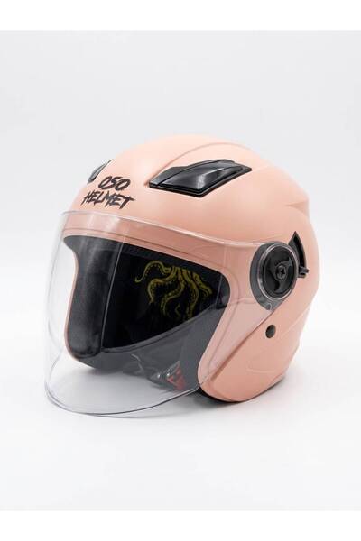 Ümit OSO HELMET YARIM KASK GÖZLÜKLÜ FUSYA PEMBE - M BEDEN