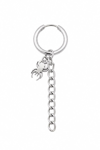 Blisse Piercing Unisex Silver Color Surgical Steel Dangle Spider and Chain Fi...