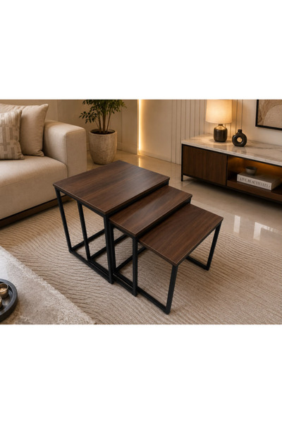 DEC59 Serving Table Set (3 Pieces) – Space-Saving Staggered Design