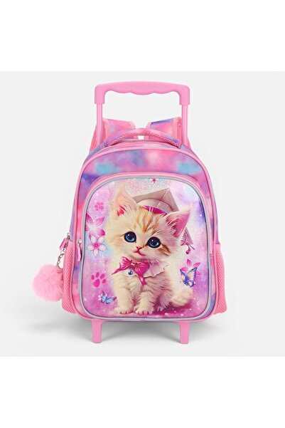 OEM Rucsac tip troler pentru grădiniță, roz tie-dye cu pisică