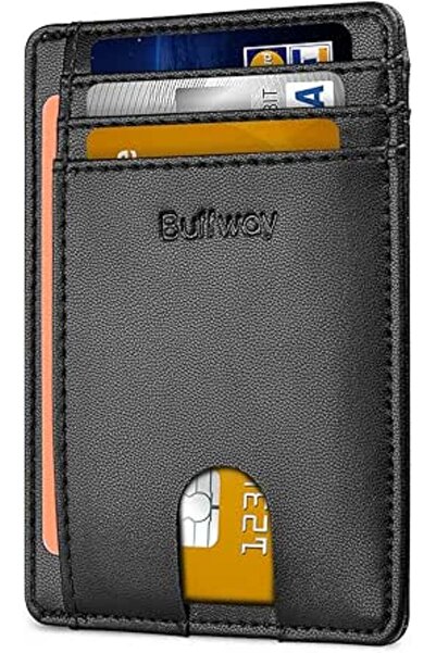 Buffway محفظة رجالية نحيفة مزودة بتقنية حجب RFID، محفظة جلدية صغيرة للرجال مع...