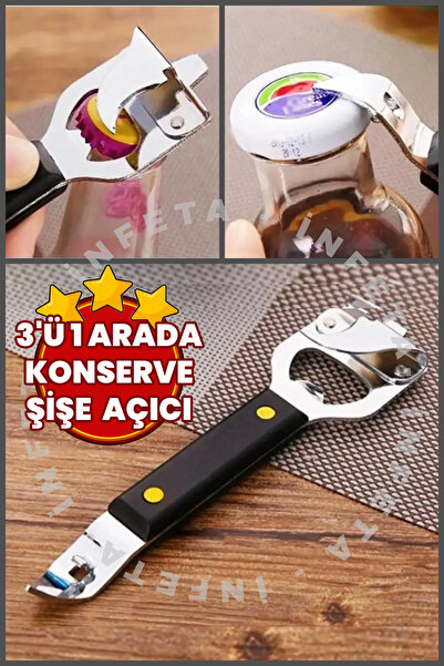 İnfeta 3-in-1 Bottle and Can Opener - Lid Opener Stainless Steel Bottle Opener