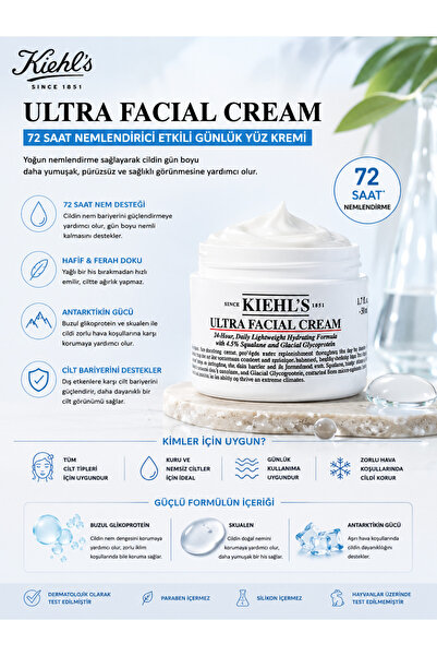 Kiehl's Ultra Facial 50 ml – Yoğun Nemlendirme ve Yumuşak Cilt Hissi Sağlayan...