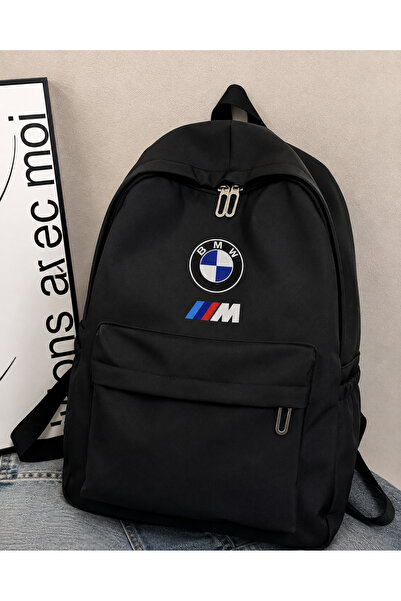 Generic Brand حقيبة ظهر سوداء مطبوع عليها شعار BMW