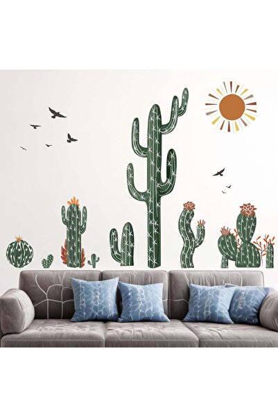 Amimagen Boho Cactus Wall Stickers - Green Plants Tropical Desert Cacti Wall ...
