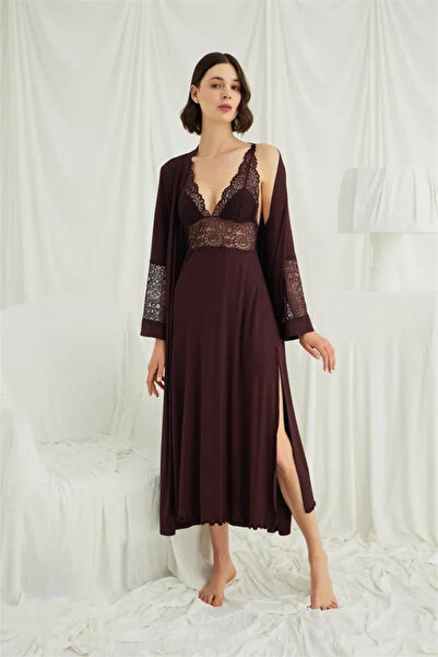 SS HOME CONCEPT Low-Cut Lace Dressing Gown Set