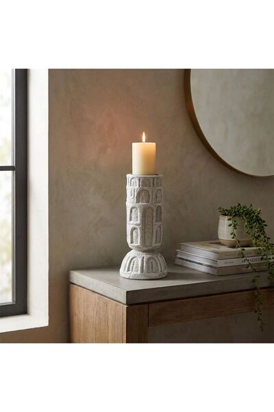 Generic New In Mirabella Polyresin Candle Holder 8X8X16 cm -Grey