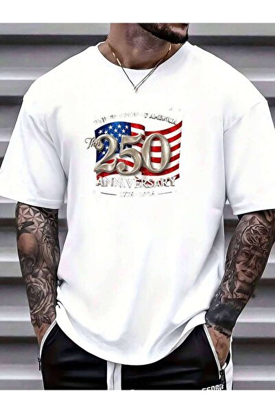 25W تي شيرت رجالي بمناسبة الذكرى 250 لعلم الولايات المتحدة الأمريكية 1776-202...