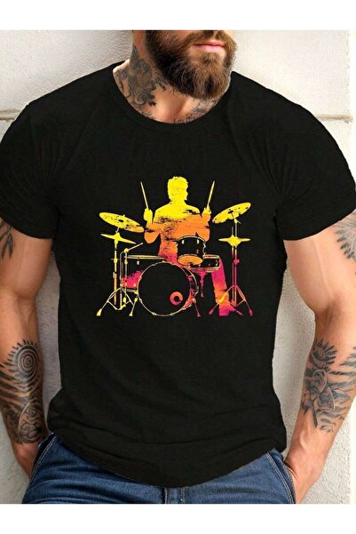 21JNRY Men'S Women'S Big Tall Music-Themed Drummer Silhouette T-Shirt Vibrant...
