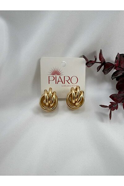 Piaro Collection أقراط متوسطة الحجم ذات عقدة كثيفة (ذهبي / فضي)