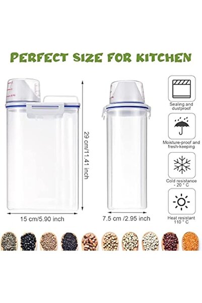 ALMEKAQUZ Rice Container, Food Storage Container with Lids Airtight & Measuri...
