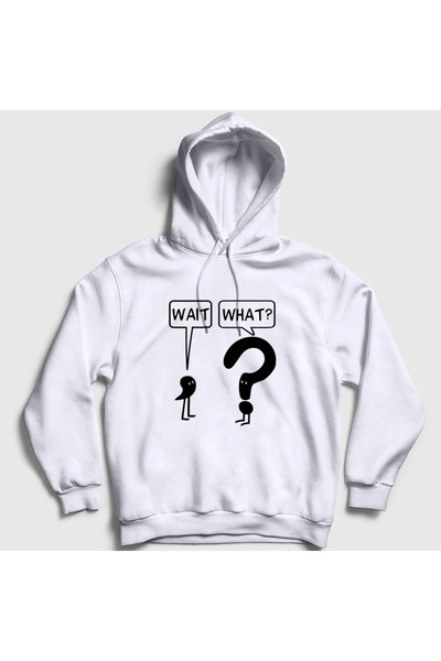 Presmono Unisex White Wait What Hooded Sweatshirt 619362Tt