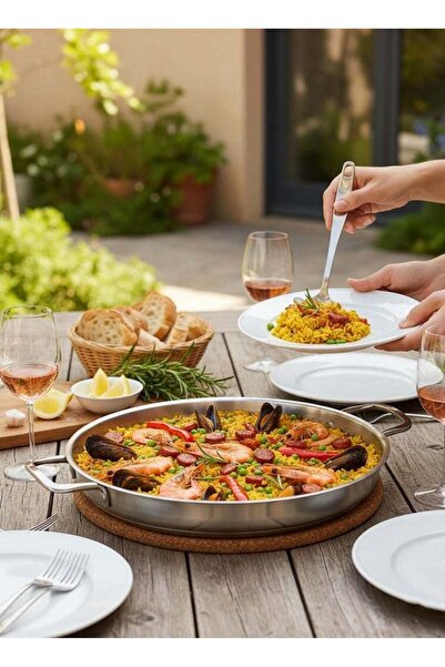 Easy Cooking One Big Sale Stainless Steel Paella Pan with Double Handle 28cm ...