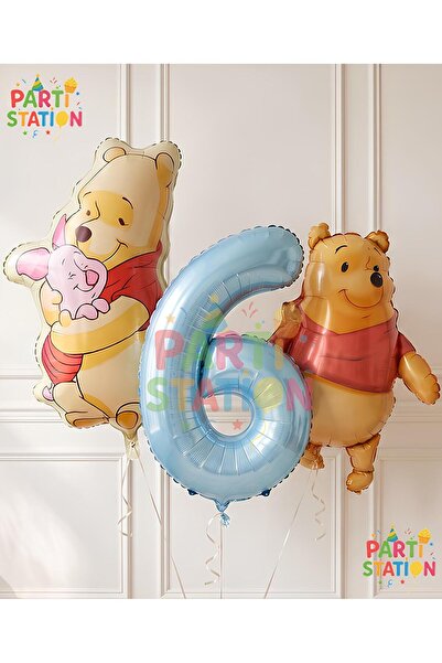 Parti Station Winnie the Pooh Concept 6 Year Old Balloon Set 3 Pieces