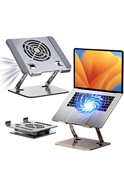Lukione Aluminum Laptop Cooling Stand with Fan,Adjustable Height Pad for 10-1...