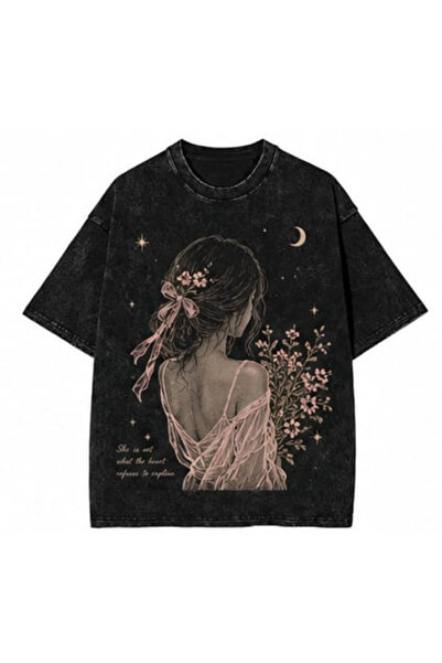 bellanova Vintage Washed Smoked Printed Oversize T-Shirt