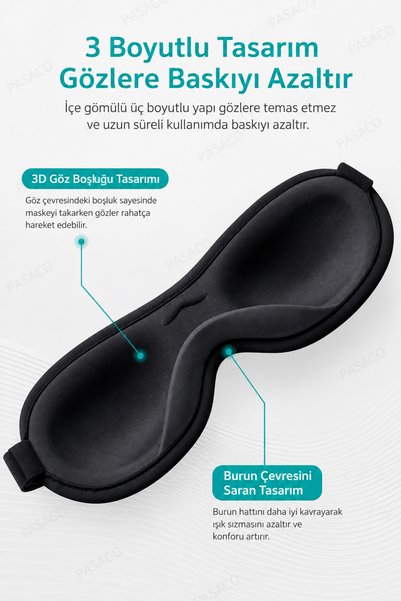 PASACO 3D Sleep Mask Light-Proof Soft Sleep Eye Patch That Reduces Pressure on the Eyes