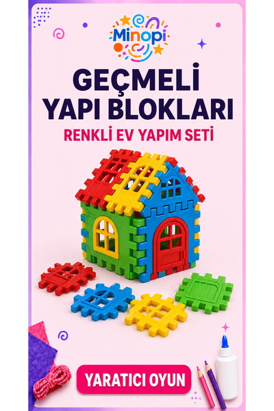Minopi Renkli Ev Yapım Blokları – Geçmeli Yapı ve Tasarım Oyunu