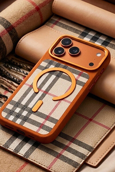 İPhone 16 Pro Max Uyumlu Ekose Desenli Magsafe Kılıf
