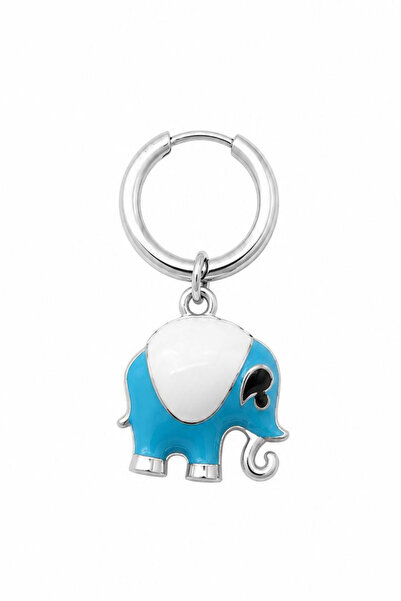 Blisse Piercing Unisex Silver Color Surgical Steel Dangle Enamel Elephant Fig...