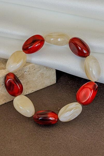 Dore Collection Agate Natural Stone Stress Bracelet Flexible Elastic Oval Fla...