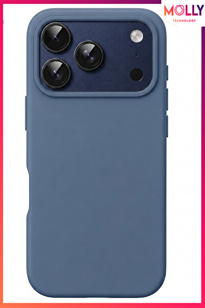 Molly iPhone 17 PRO MAX İçin Kot Mavisi Liquid İçi Kadife Mat Silikon Kılıf