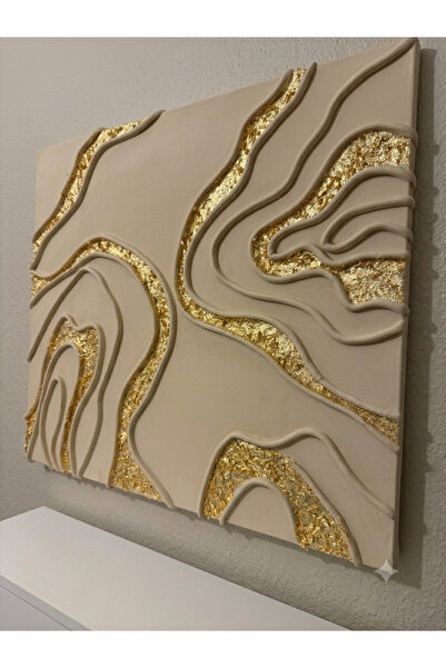 Arties Concept Dokulu Gold Detaylı El Yapımı Tablo (Arka Plan renk Değişimi i...