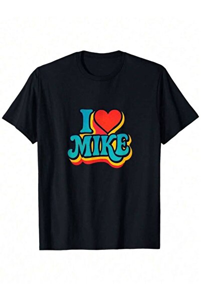 NOURAM تي شيرت للرجال والنساء بطباعة 'I Love Mike'، قماش ثقيل الوزن 180 جرام،...