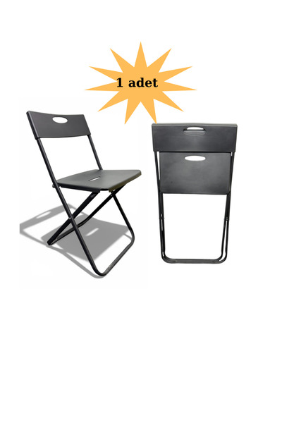 ALCHAİR Katlanabilir Dayanıklı Plastik Siyah Metal Ayaklı Kamp, Bahçe, Balkon...