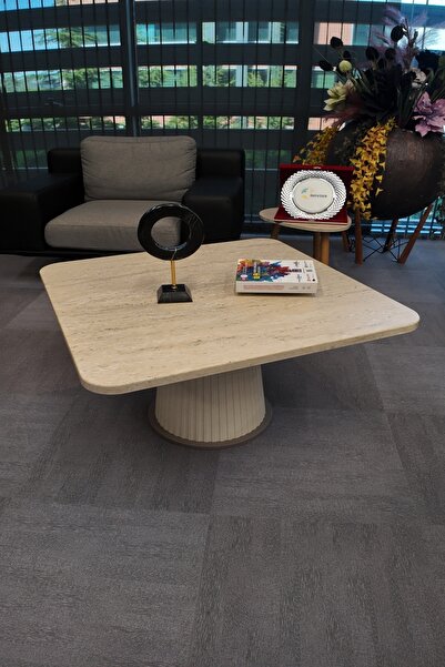 DECORAMİS Venedik Orta Sehpa Traverten Krem Atlas - 25mm MDF