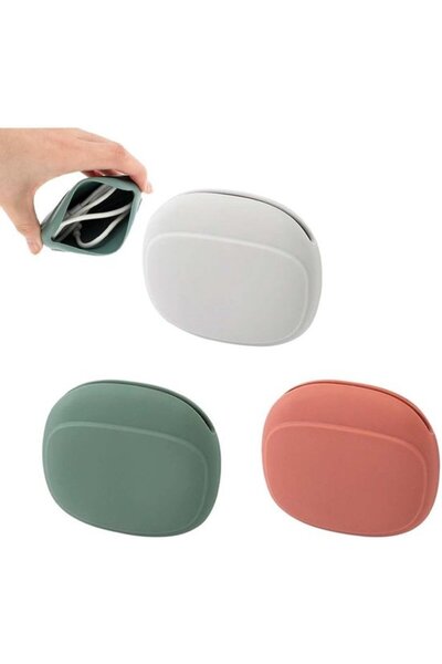 STARSTAR Red Green Gray Mini Silicone Headphone Storage Case Set