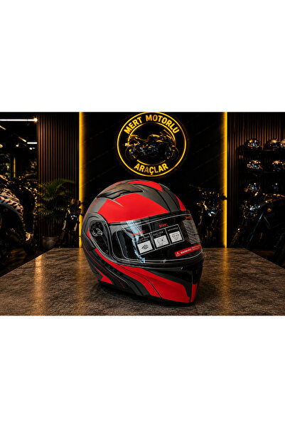 JEKAİ JK 902 AZ RED ÇENE AÇILIR MOTOSİKLET KASKI