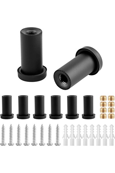 STARSTAR 8-piece black wall hook set, screw-fixed wall hooks, round bathroom ...