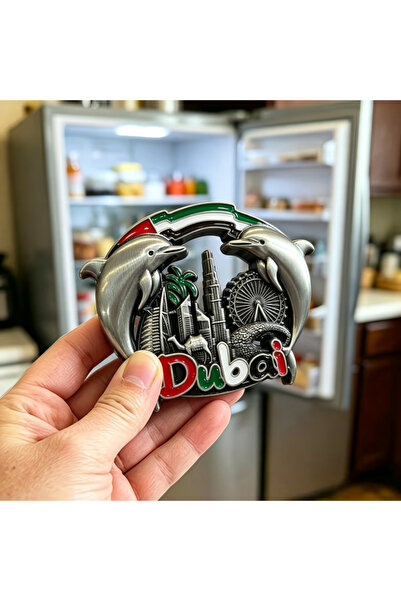 ARIANA Dubai Souvenir Metal Fridge Decor with Burj Khalifa & Palm Tree, High-...