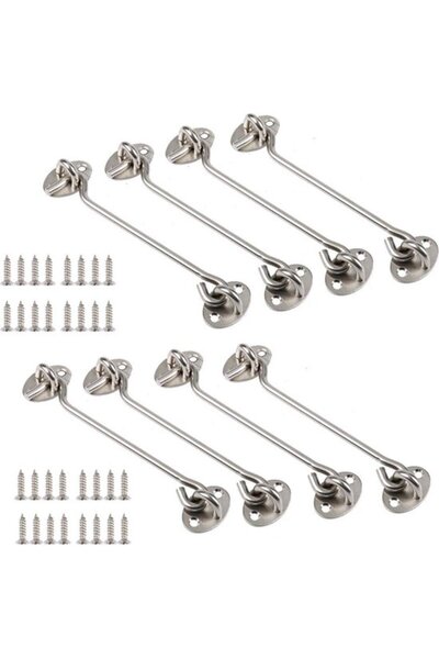 STARSTAR 6-inch Stainless Steel Door Lock Hooks - 8-pack - with mounting scre...