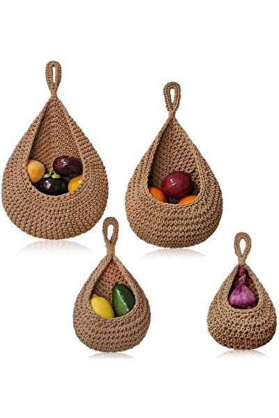 STARSTAR Wall-Mount storage baskets, 4-Pack, Hanging type, Fruit basket, Cott...