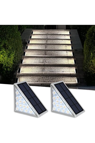 STARSTAR 2-Pack Staircase Lights White Light 13 LED Outdoor Waterproof Solar ...