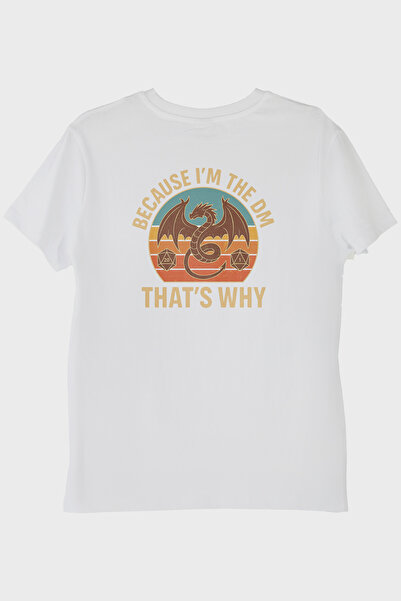 lofux Because I'M the Dm Printed Dragon Themed White T-Shirt
