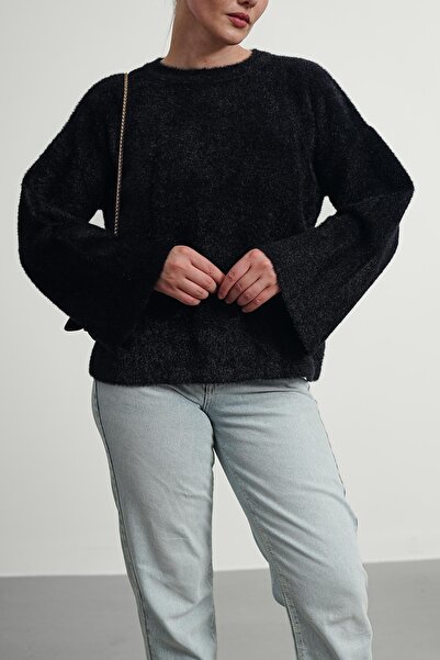 Gülce moda Women's Sparkly Furry Soft Tube Sleeve Oversized Knitwear Sweater ...