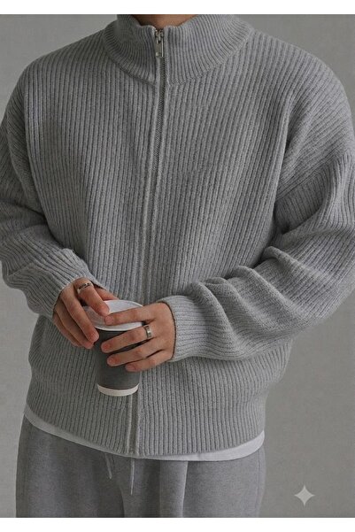 zs zaos fashion Men's Winter Thick Owersize Full Zipper Cardigan Sweater Stan...