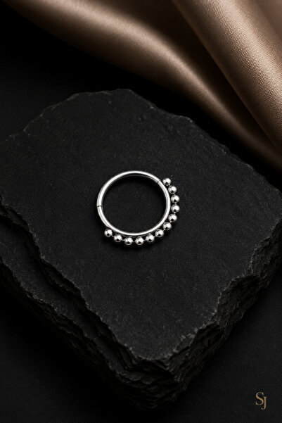 Sinsemilla Jewelry Gümüş Boncuk Detaylı Halka Helix Kıkırdak Piercing