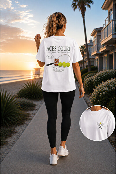 VODEXA Unisex Oversize Tennis Printed T-Shirt 100% Cotton Tennis Themed Comfo...