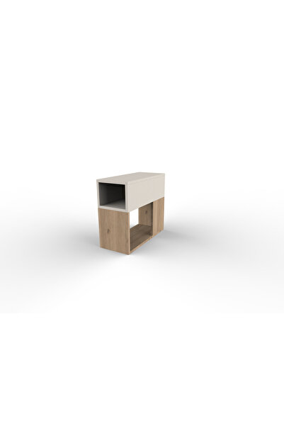 Mourah Home Modern Nubo Side Table - 58x25x50 CM - Natural Oak/ Beige - M.T.2...
