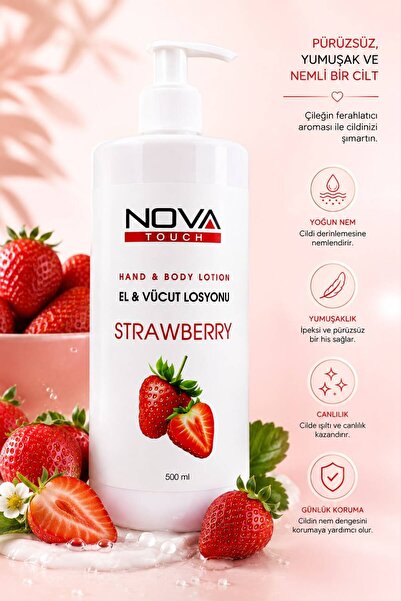 Nova Touch Keratin Çilek Özlü El Ve Vücut Losyonu 500 ml