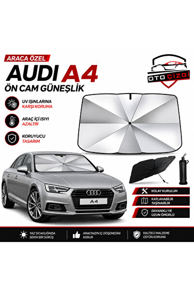 Oto Çizgi Audi A4 Şemsiye Tip Ön Cam Güneşliği Katlanabilir UV Korumalı Araç ...