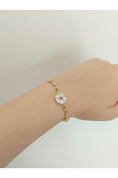 bijoux uniques Zircon Stone Waterway Leaf Flower Ivy Steel Bracelet
