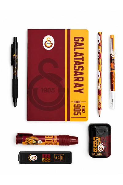 Galatasaray 7 Parça Kırtasiye Seti 13X18 cm Noktalı Defter ,ve Lisanslı Kırta...